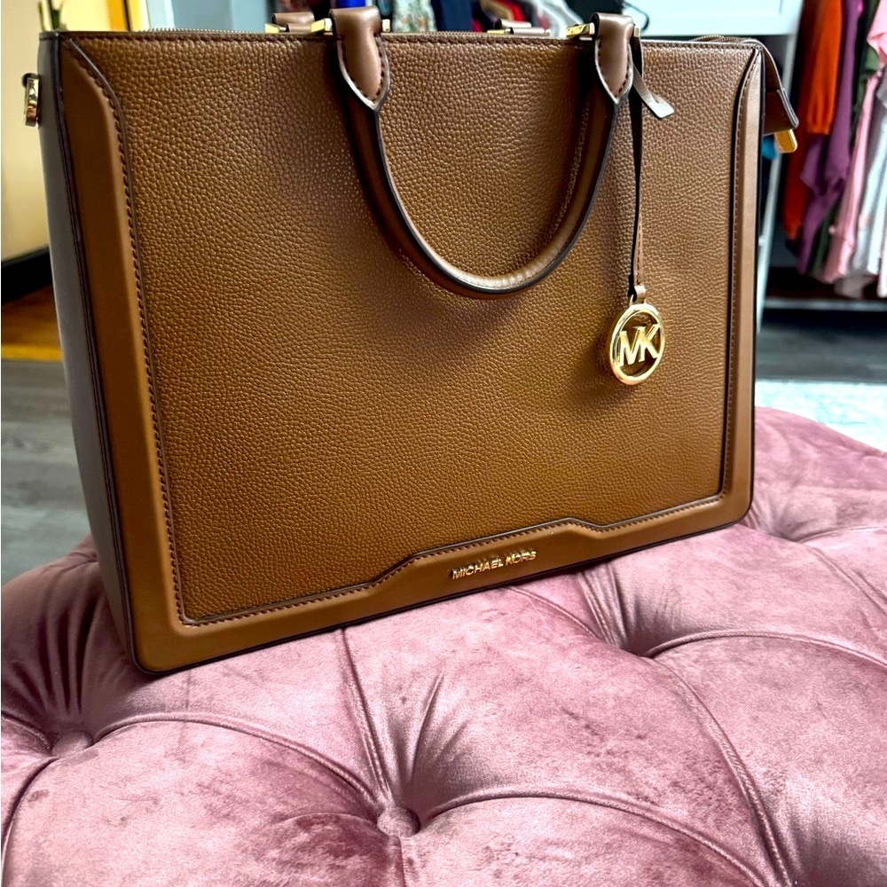 Michael Kors Tan Leather Handbag with Gold Accents